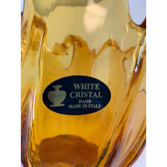 Handcrafted Murano Art Glass Amber Decorative Bowl 9" X 7"  Italy O10112 - Picture 6 of 7